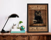 Personalized Photo and Text Canvas Prints Gift for Lovers Black Cat Coffee Birthday Gift Vintage Home Wall Decor Canvas - Mostsuit