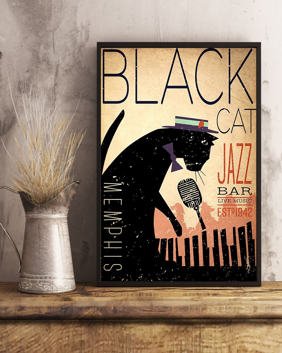 Canvas Prints Gift for Cat Lovers Black Cat Birthday Gift Vintage Home Wall Decor Canvas - Mostsuit