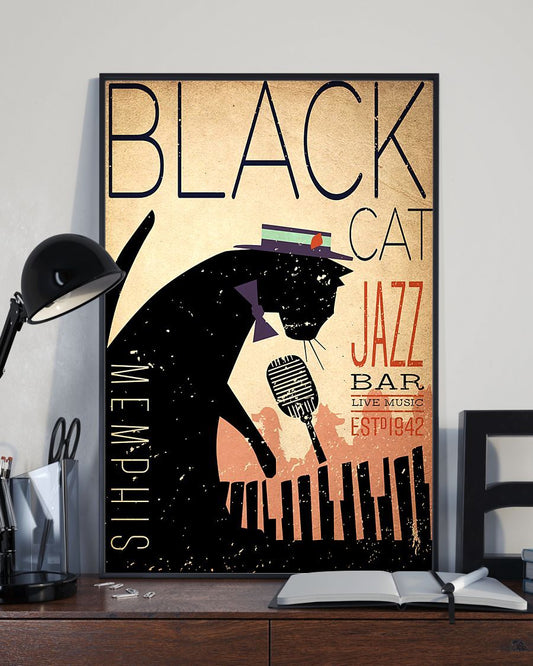 Canvas Prints Gift for Cat Lovers Black Cat Birthday Gift Vintage Home Wall Decor Canvas - Mostsuit