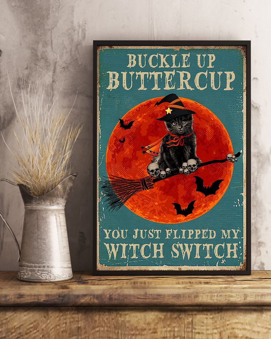 Canvas Prints Gift for Cat Lovers Buckle up Buttercup Birthday Gift Vintage Home Wall Decor Canvas - Mostsuit
