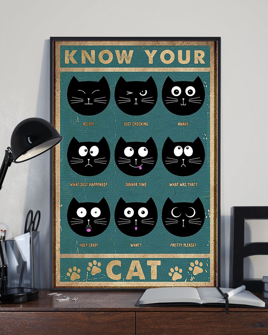 Canvas Prints Gift for Cat Lovers Cat Expression Birthday Gift Vintage Home Wall Decor Canvas - Mostsuit