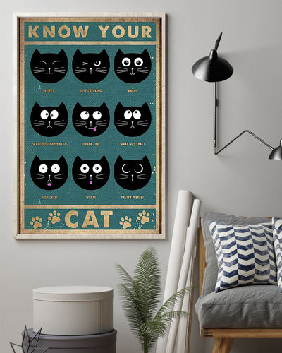 Canvas Prints Gift for Cat Lovers Cat Expression Birthday Gift Vintage Home Wall Decor Canvas - Mostsuit