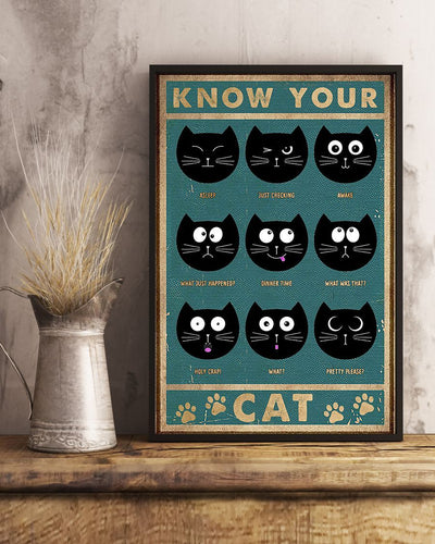 Canvas Prints Gift for Cat Lovers Cat Expression Birthday Gift Vintage Home Wall Decor Canvas - Mostsuit