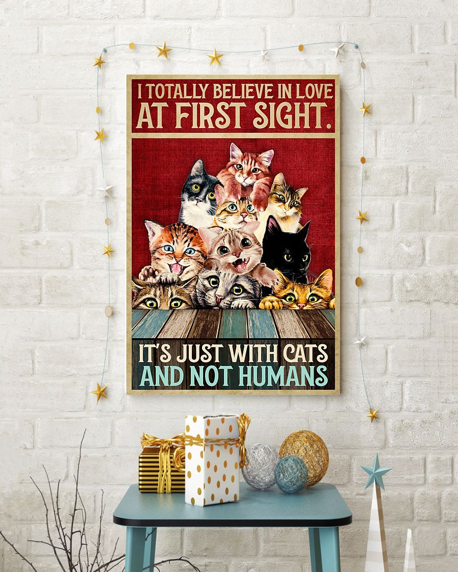 Canvas Prints Gift for Cat Lovers Cat Lover - Love at First Sight Birthday Gift Vintage Home Wall Decor Canvas - Mostsuit