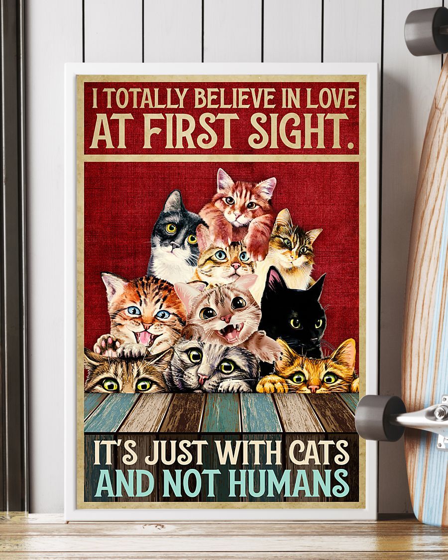 Canvas Prints Gift for Cat Lovers Cat Lover - Love at First Sight Birthday Gift Vintage Home Wall Decor Canvas - Mostsuit