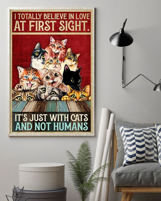 Canvas Prints Gift for Cat Lovers Cat Lover - Love at First Sight Birthday Gift Vintage Home Wall Decor Canvas - Mostsuit