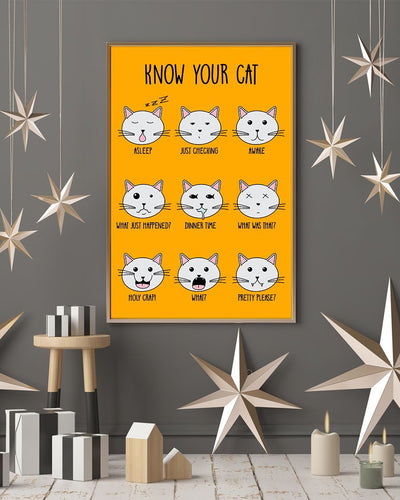 Canvas Prints Gift for Cat Lovers Cat Lovers - Know Your Cat Birthday Gift Vintage Home Wall Decor Canvas - Mostsuit