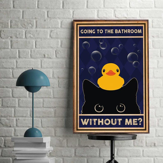 Canvas Prints Gift for Cat Lovers Cat and Duck Birthday Gift Vintage Home Wall Decor Canvas - Mostsuit