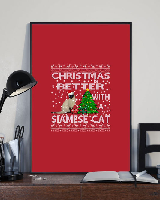 Personalized Photo Canvas Prints Gift for Lovers Siamese Cat Christmas Gift Vintage Home Wall Decor Canvas - Mostsuit