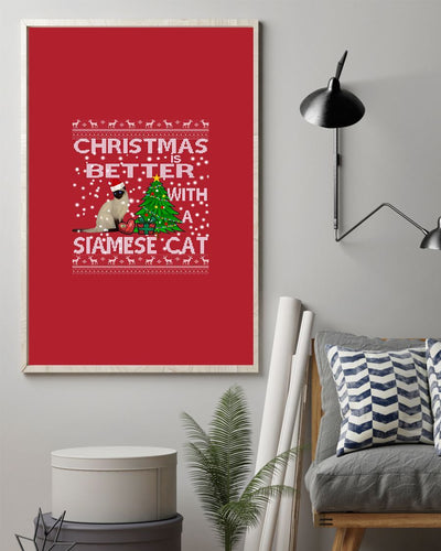 Personalized Photo Canvas Prints Gift for Lovers Siamese Cat Christmas Gift Vintage Home Wall Decor Canvas - Mostsuit