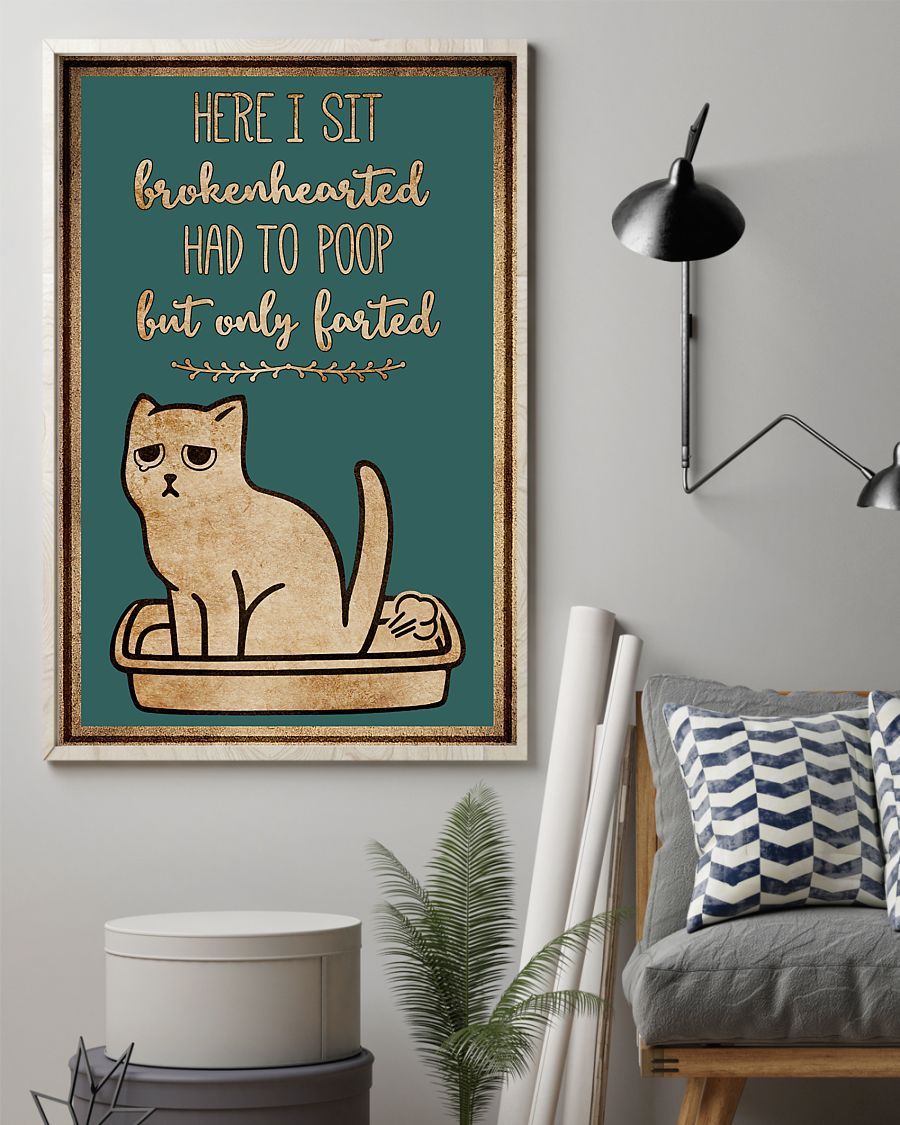 Canvas Prints Gift for Cat Lovers Here I Sit Brokenhearted Birthday Gift Vintage Home Wall Decor Canvas - Mostsuit