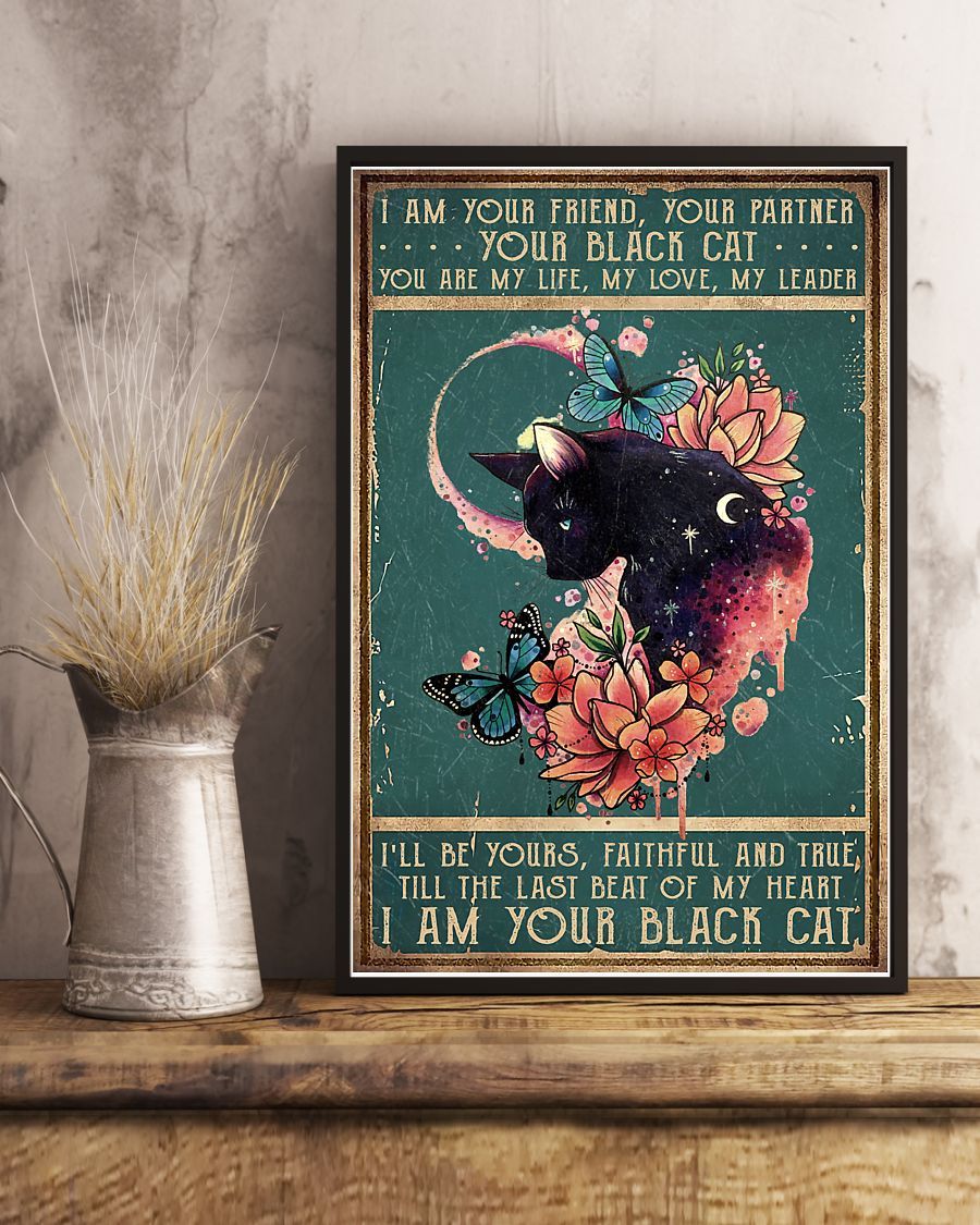 Canvas Prints Gift for Cat Lovers Black Cat I Am Your Friend Black Cat Birthday Gift Vintage Home Wall Decor Canvas - Mostsuit