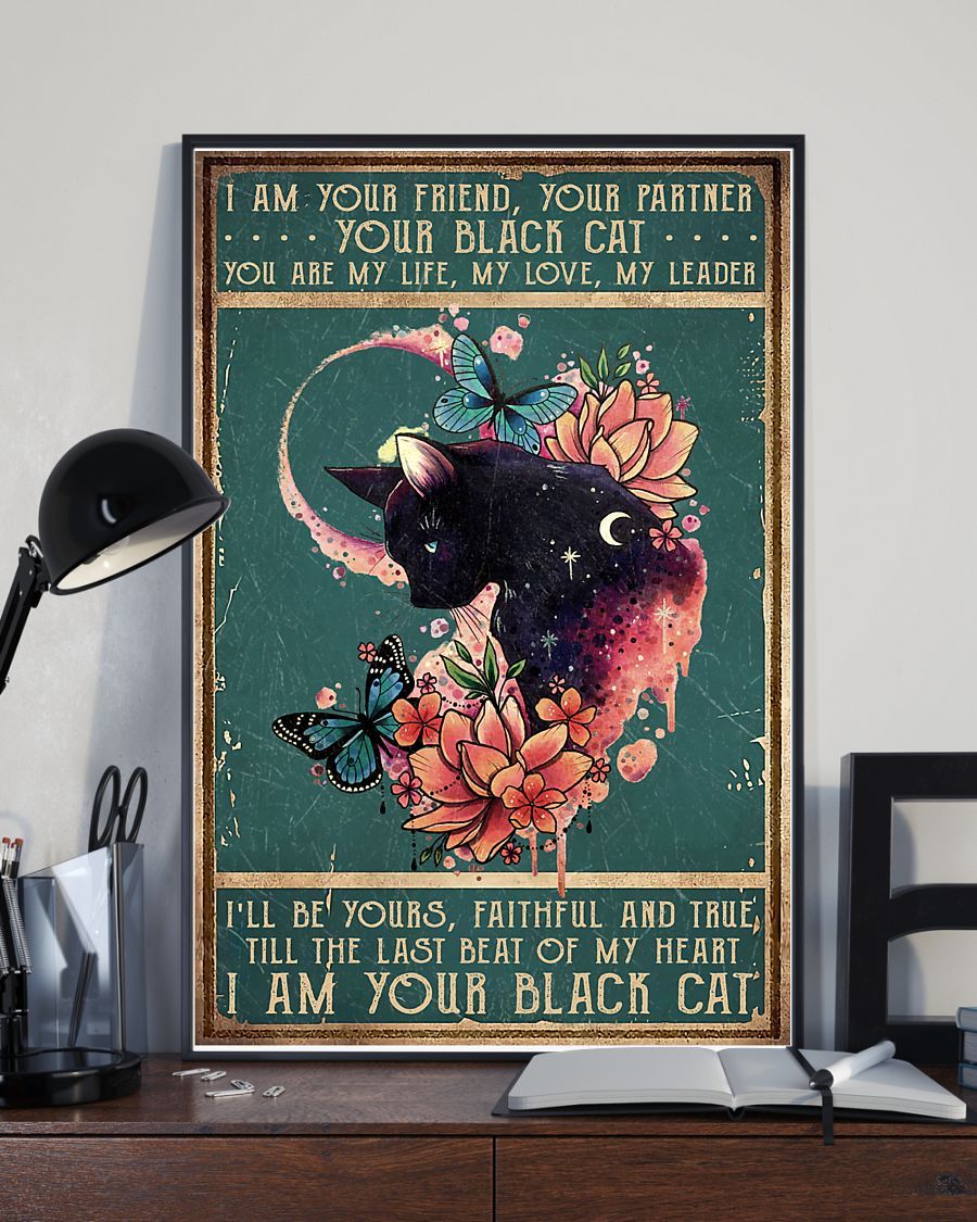 Canvas Prints Gift for Cat Lovers Black Cat I Am Your Friend Black Cat Birthday Gift Vintage Home Wall Decor Canvas - Mostsuit