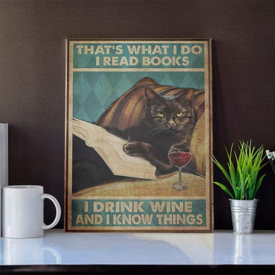 Personalized Photo and Text Canvas Prints Gift for Lovers Black Cat Read Books Birthday Gift Vintage Home Wall Decor Canvas - Mostsuit