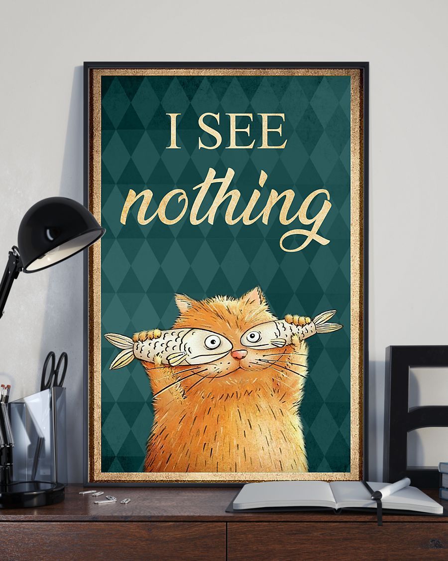 Canvas Prints Gift for Cat Lovers I See Nothing Birthday Gift Vintage Home Wall Decor Canvas - Mostsuit