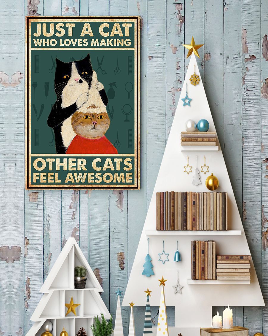 Canvas Prints Gift for Cat Lovers Just a Cat Who Loves Making Other Cats Feel Birthday Gift Vintage Home Wall Decor Canvas - Mostsuit