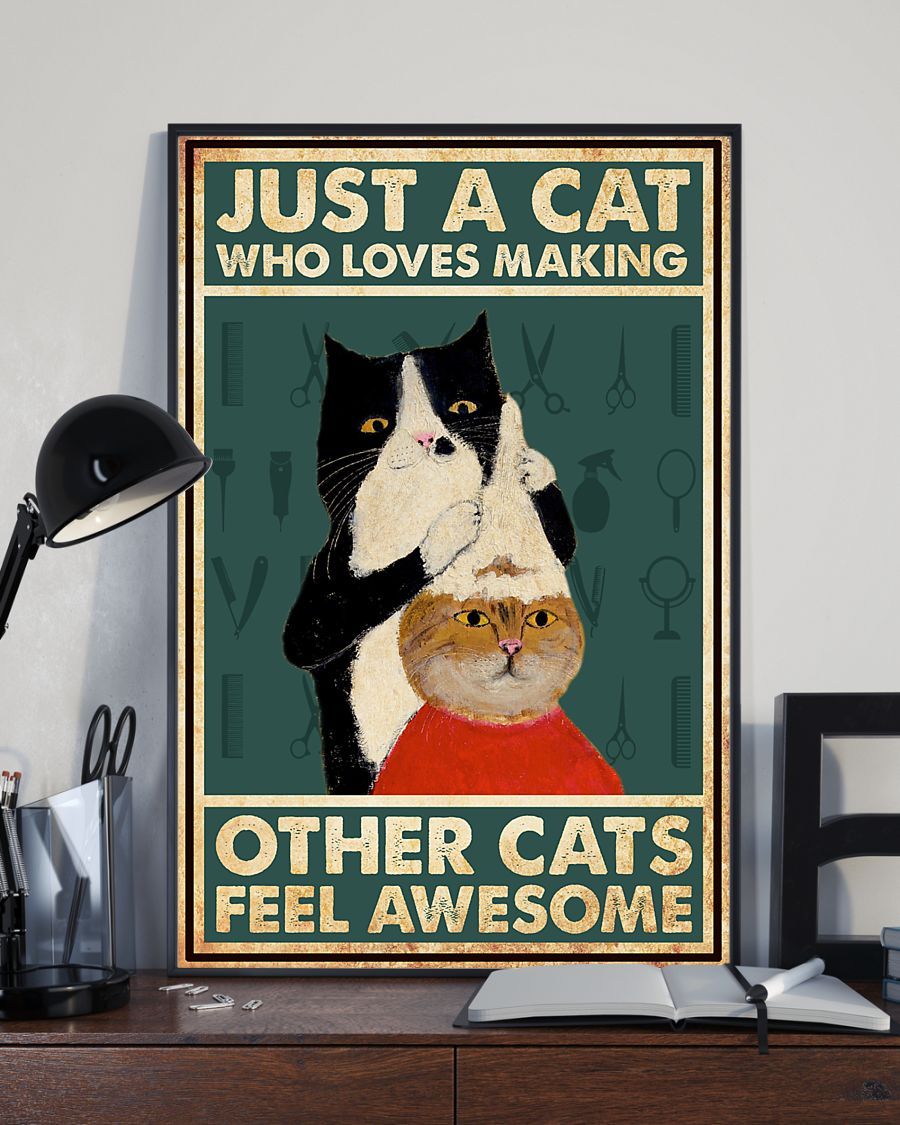 Canvas Prints Gift for Cat Lovers Just a Cat Who Loves Making Other Cats Feel Birthday Gift Vintage Home Wall Decor Canvas - Mostsuit