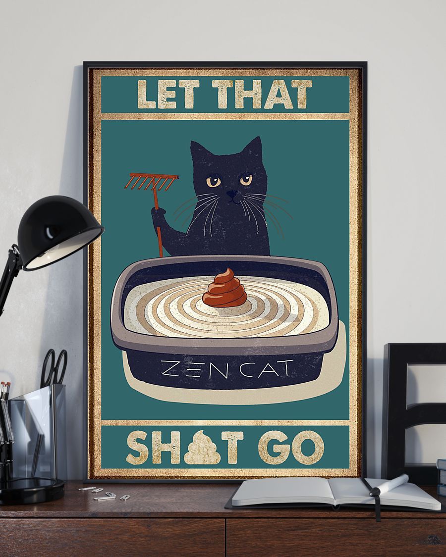 Canvas Prints Gift for Cat Lovers Let that Shit Go Birthday Gift Vintage Home Wall Decor Canvas - Mostsuit