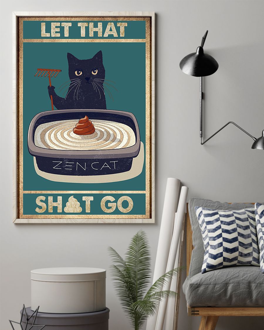 Canvas Prints Gift for Cat Lovers Let that Shit Go Birthday Gift Vintage Home Wall Decor Canvas - Mostsuit