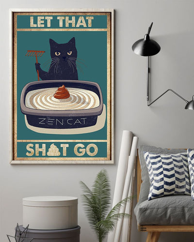 Canvas Prints Gift for Cat Lovers Let that Shit Go Birthday Gift Vintage Home Wall Decor Canvas - Mostsuit