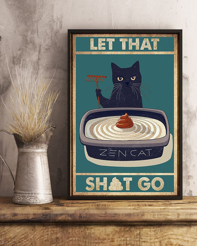 Canvas Prints Gift for Cat Lovers Let that Shit Go Birthday Gift Vintage Home Wall Decor Canvas - Mostsuit