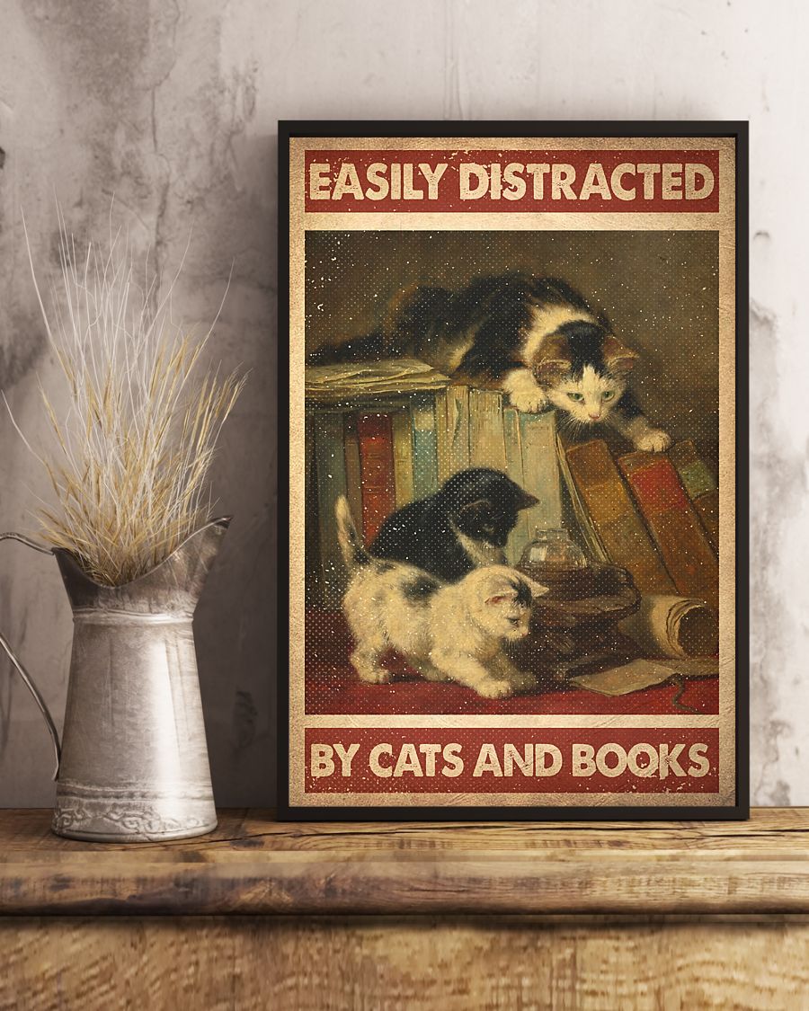 Canvas Prints Gift for Cat Lovers Love Cats Books Birthday Gift Vintage Home Wall Decor Canvas - Mostsuit