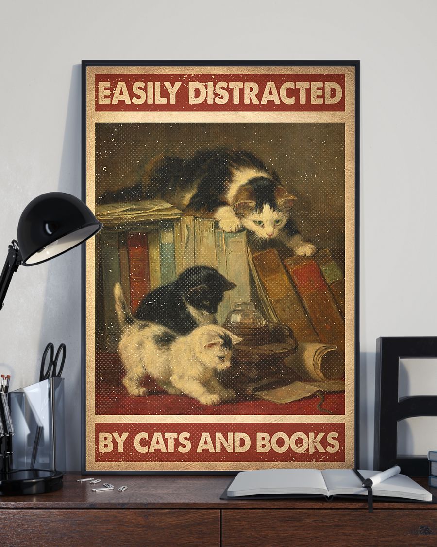 Canvas Prints Gift for Cat Lovers Love Cats Books Birthday Gift Vintage Home Wall Decor Canvas - Mostsuit