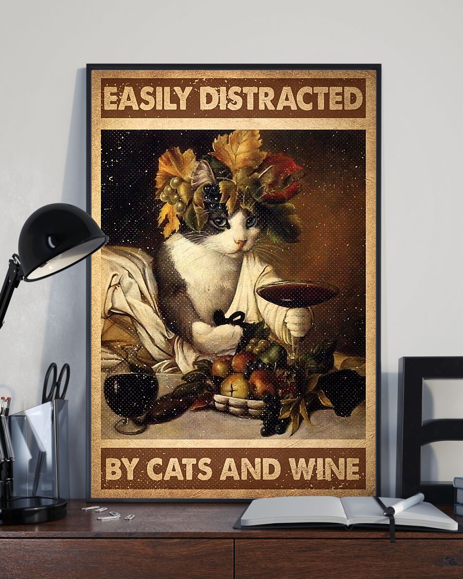 Canvas Prints Gift for Cat Lovers Love Cats Wine Birthday Gift Vintage Home Wall Decor Canvas - Mostsuit