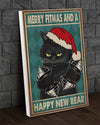 Canvas Prints Gift for Cat Lovers Merry Fitmas And A Happy New Year Birthday Gift Vintage Home Wall Decor Canvas - Mostsuit