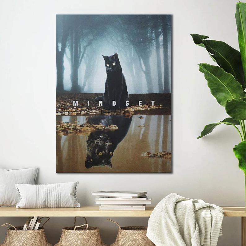 Canvas Prints Gift for Cat Lovers Mindset Motivational Gift Vintage Home Wall Decor Canvas - Mostsuit