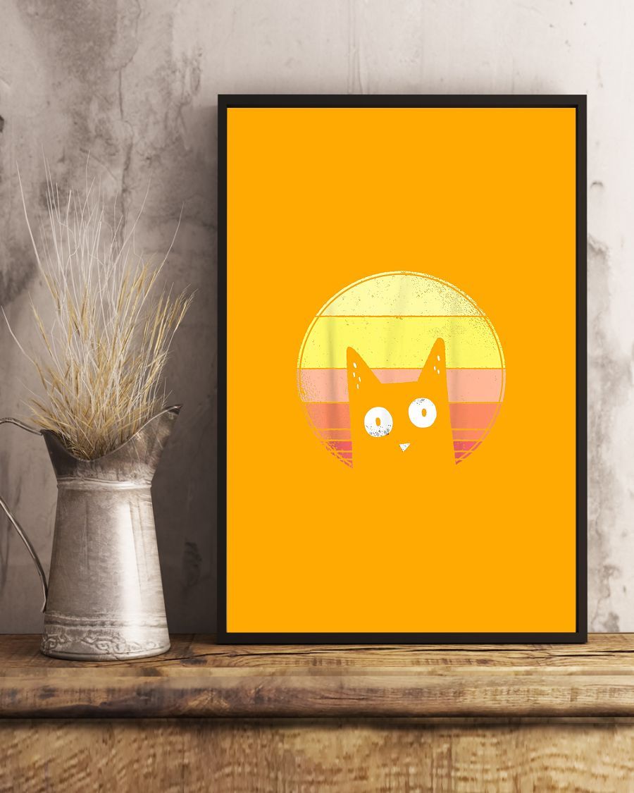 Canvas Prints Gift for Cat Lovers Retro Cat Vintage Retro Sunset Cat Birthday Gift Vintage Home Wall Decor Canvas - Mostsuit