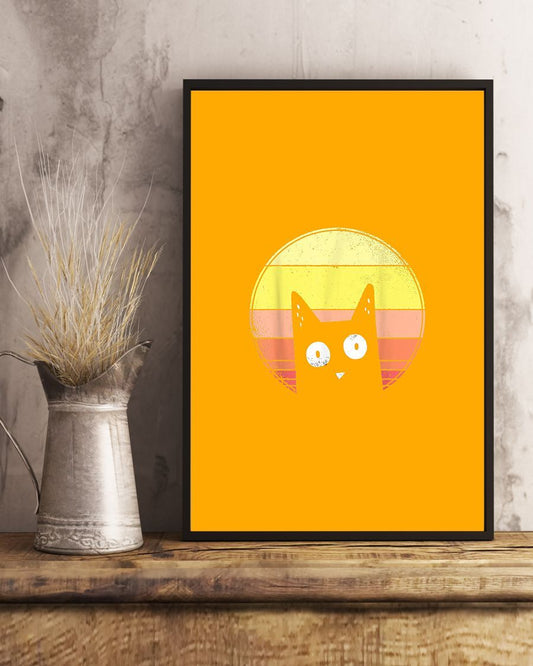 Canvas Prints Gift for Cat Lovers Retro Cat Vintage Retro Sunset Cat Birthday Gift Vintage Home Wall Decor Canvas - Mostsuit
