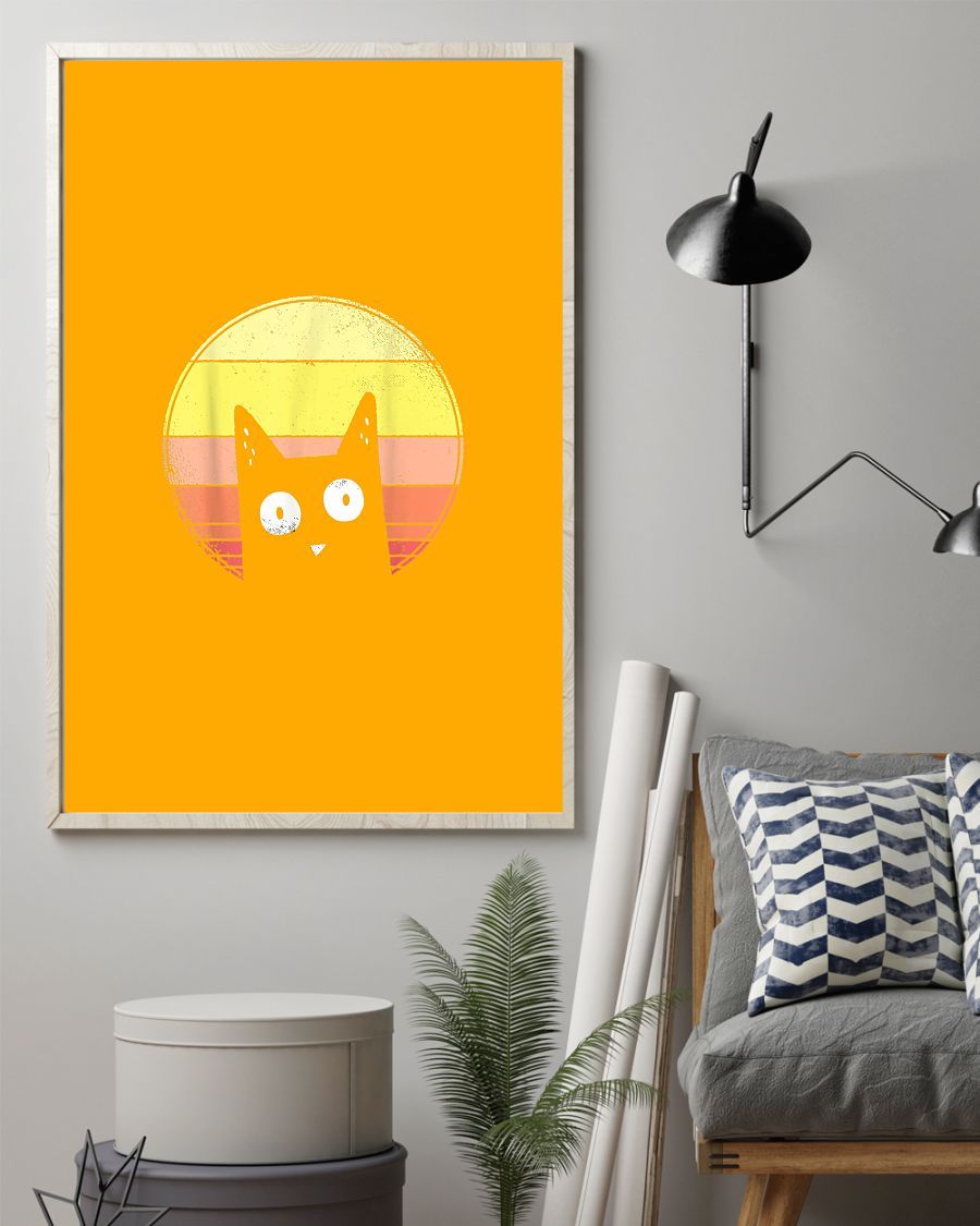 Canvas Prints Gift for Cat Lovers Retro Cat Vintage Retro Sunset Cat Birthday Gift Vintage Home Wall Decor Canvas - Mostsuit