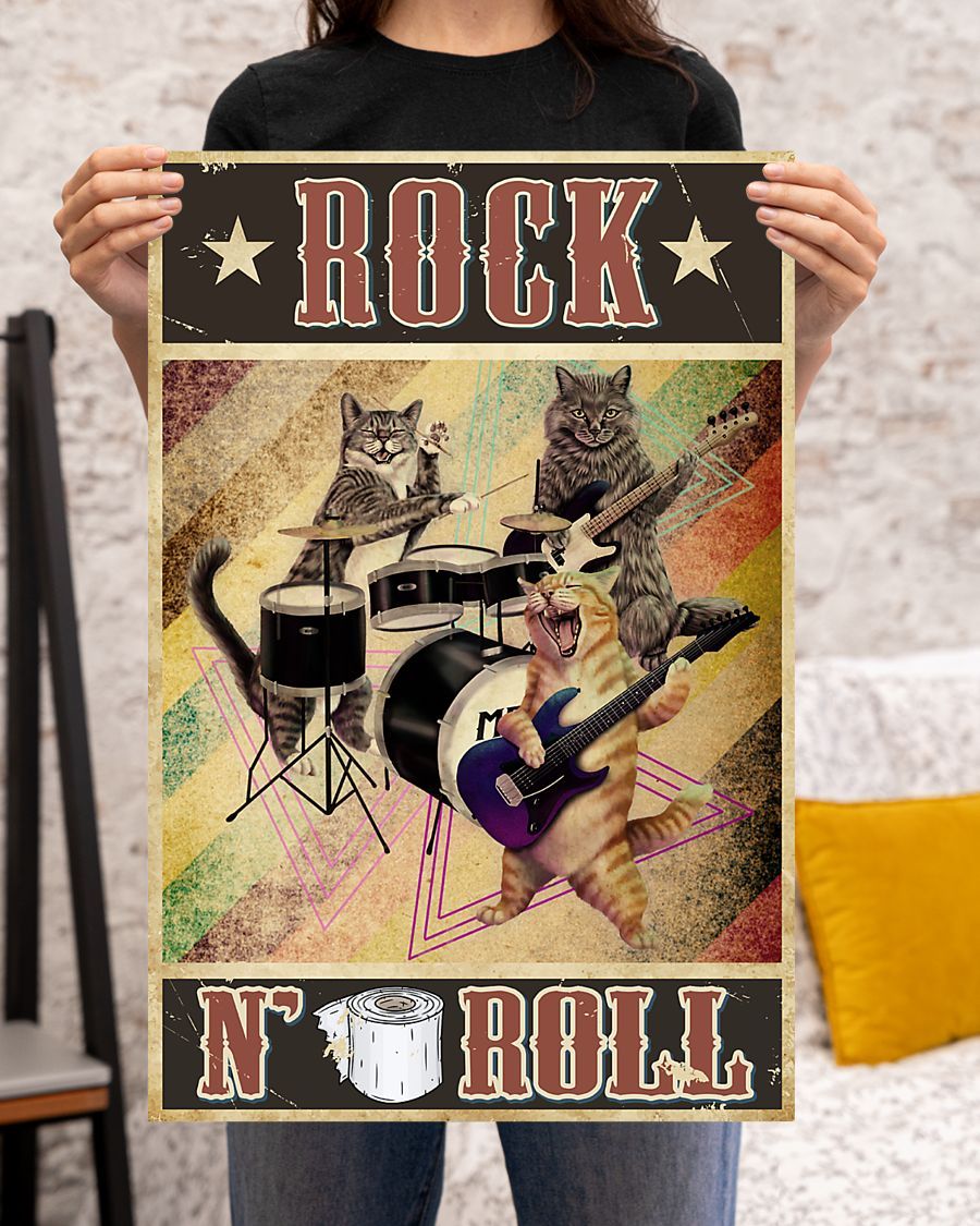 Canvas Prints Gift for Cat Lovers Rock'n Roll Birthday Gift Vintage Home Wall Decor Canvas - Mostsuit