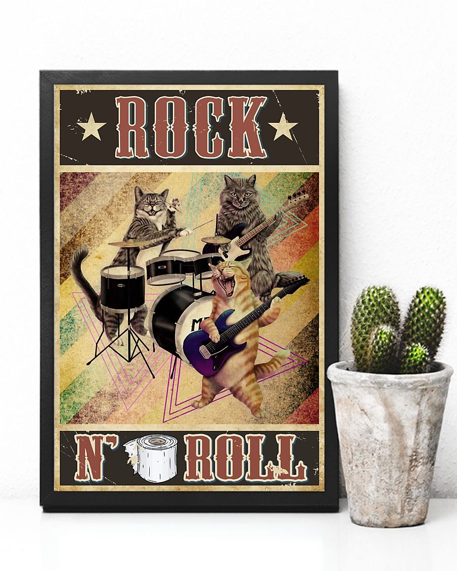 Canvas Prints Gift for Cat Lovers Rock'n Roll Birthday Gift Vintage Home Wall Decor Canvas - Mostsuit