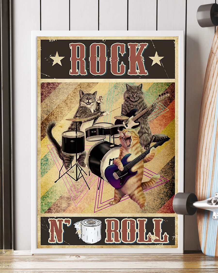 Canvas Prints Gift for Cat Lovers Rock'n Roll Birthday Gift Vintage Home Wall Decor Canvas - Mostsuit