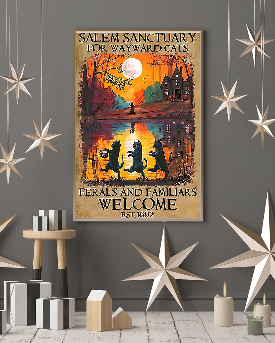 Canvas Prints Gift for Cat Lovers Salem Sanctuary For Wayward Cats Birthday Gift Vintage Home Wall Decor Canvas - Mostsuit