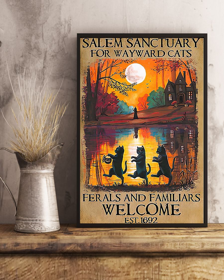 Canvas Prints Gift for Cat Lovers Salem Sanctuary For Wayward Cats Birthday Gift Vintage Home Wall Decor Canvas - Mostsuit