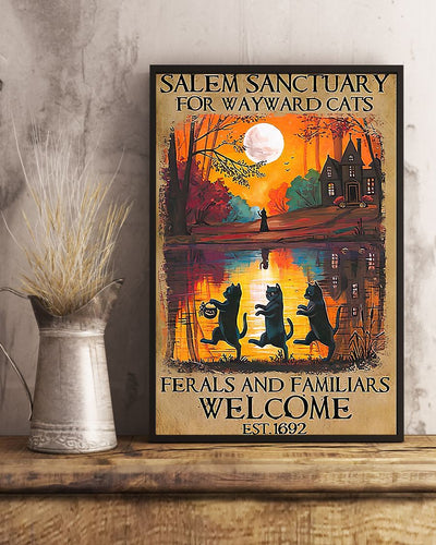 Canvas Prints Gift for Cat Lovers Salem Sanctuary For Wayward Cats Birthday Gift Vintage Home Wall Decor Canvas - Mostsuit
