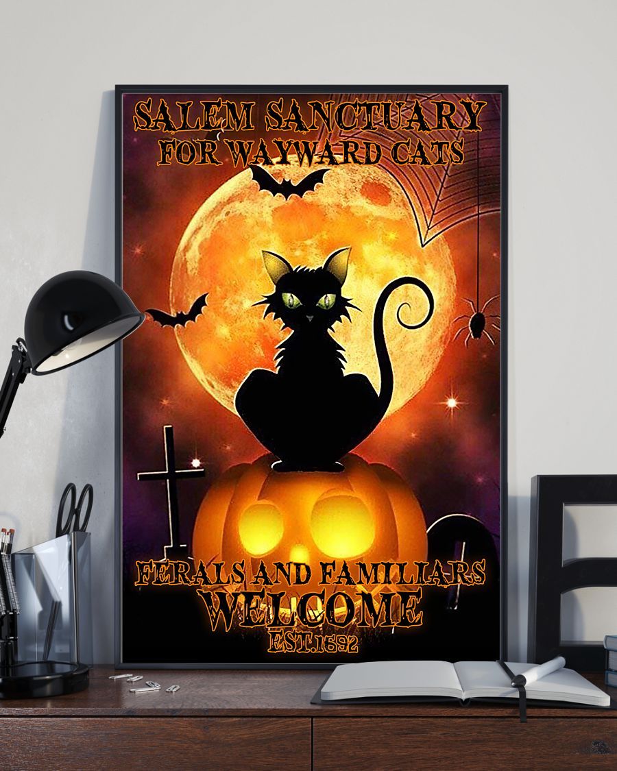 Canvas Prints Gift for Cat Lovers Salem Sanctuary for Wayward Cats Halloween Gift Vintage Home Wall Decor Canvas - Mostsuit