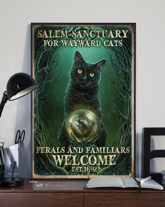 Canvas Prints Gift for Cat Lovers Salem Sanctuary for Wayward Cats Birthday Gift Vintage Home Wall Decor Canvas - Mostsuit
