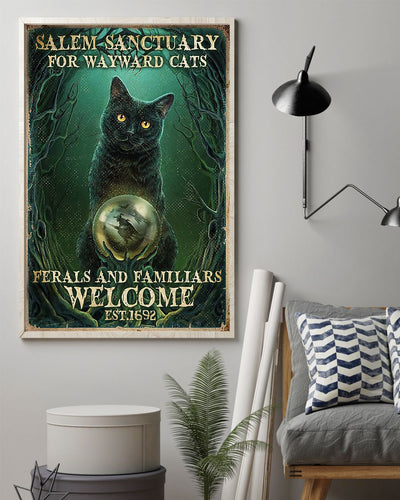 Canvas Prints Gift for Cat Lovers Salem Sanctuary for Wayward Cats Birthday Gift Vintage Home Wall Decor Canvas - Mostsuit
