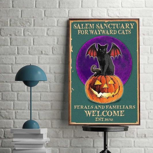 Canvas Prints Gift for Cat Lovers Salem Sanctuary for Wayward Cats It Halloween Presents Vintage Home Wall Decor Canvas - Mostsuit