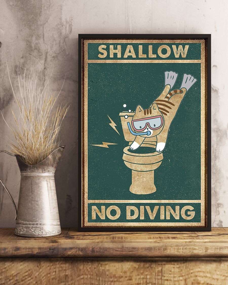 Canvas Prints Gift for Cat Lovers Shallow No Diving Birthday Gift Vintage Home Wall Decor Canvas - Mostsuit