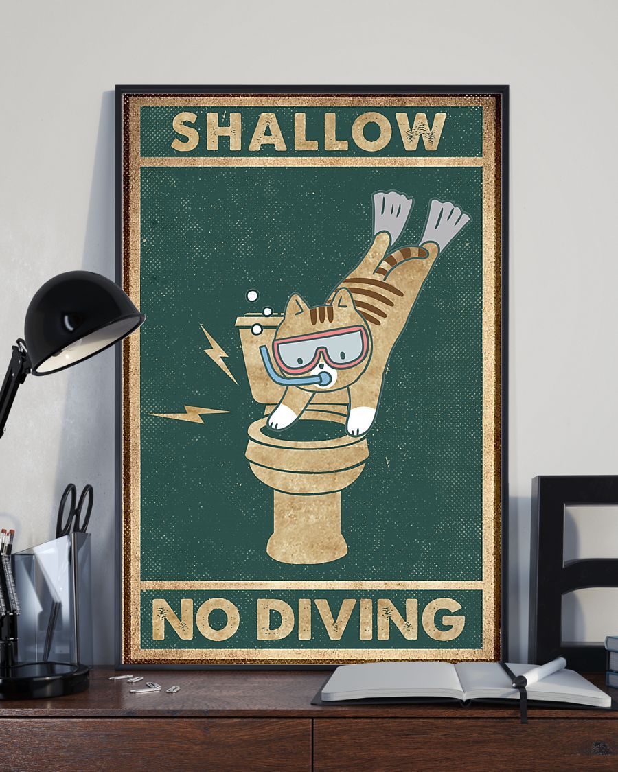Canvas Prints Gift for Cat Lovers Shallow No Diving Birthday Gift Vintage Home Wall Decor Canvas - Mostsuit
