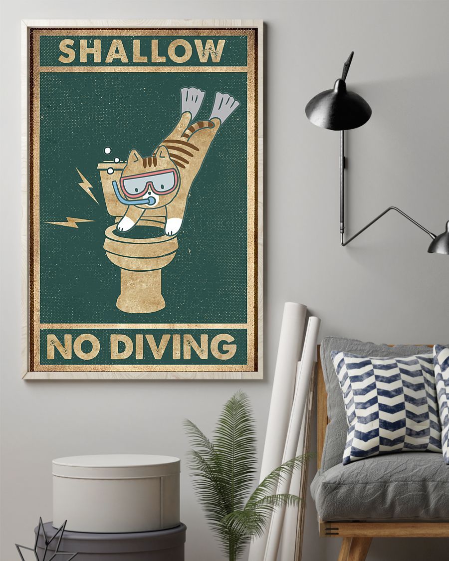 Canvas Prints Gift for Cat Lovers Shallow No Diving Birthday Gift Vintage Home Wall Decor Canvas - Mostsuit