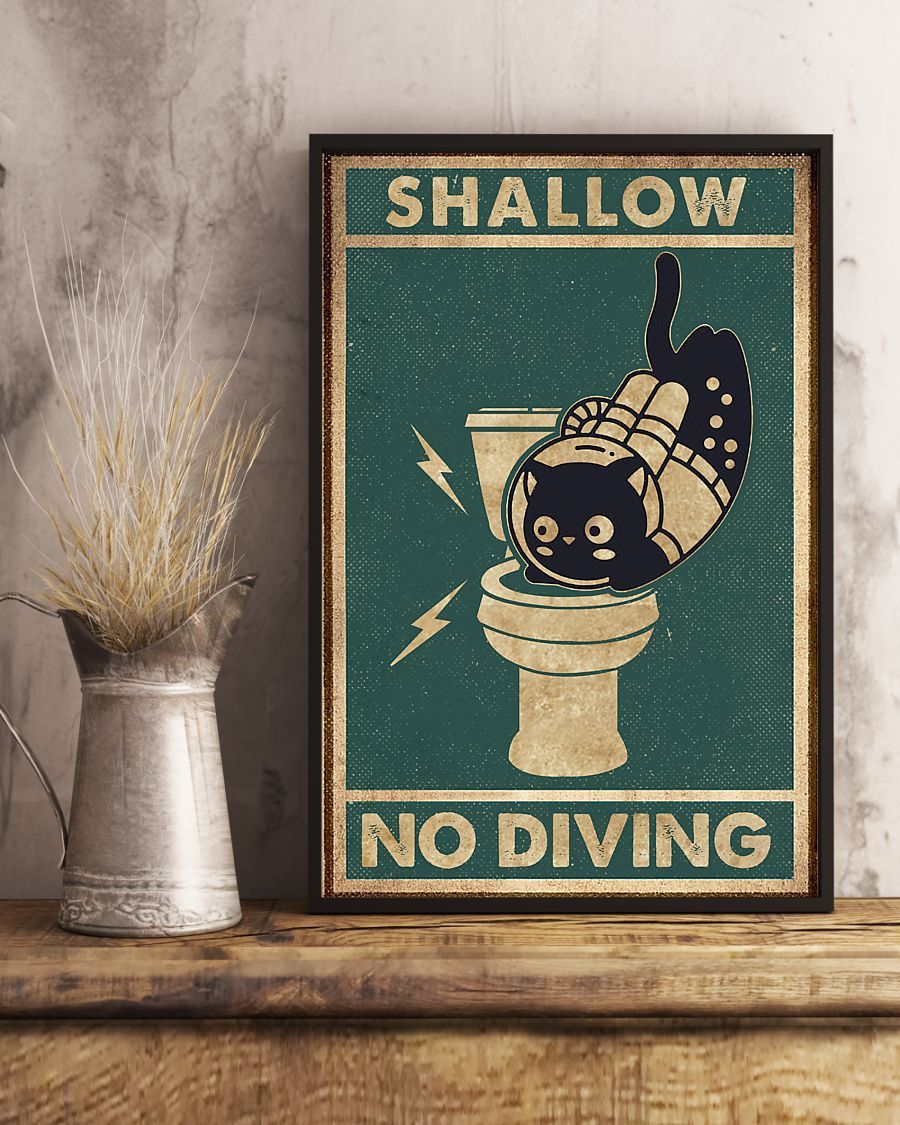 Canvas Prints Gift for Cat Lovers Shallow No Diving Birthday Gift Vintage Home Wall Decor Canvas - Mostsuit