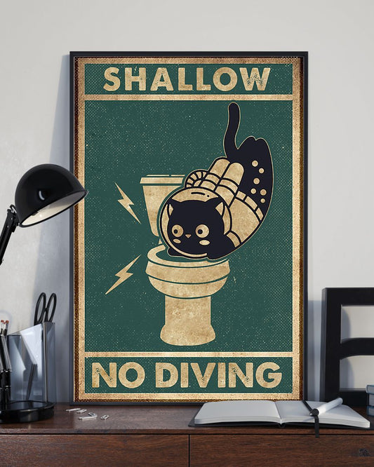 Canvas Prints Gift for Cat Lovers Shallow No Diving Birthday Gift Vintage Home Wall Decor Canvas - Mostsuit