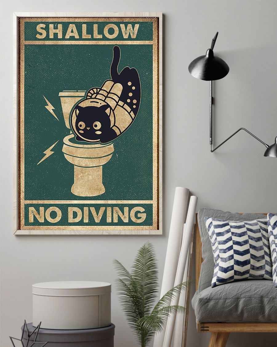 Canvas Prints Gift for Cat Lovers Shallow No Diving Birthday Gift Vintage Home Wall Decor Canvas - Mostsuit