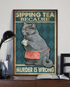 Canvas Prints Gift for Cat Lovers Sipping Tea Birthday Gift Vintage Home Wall Decor Canvas - Mostsuit